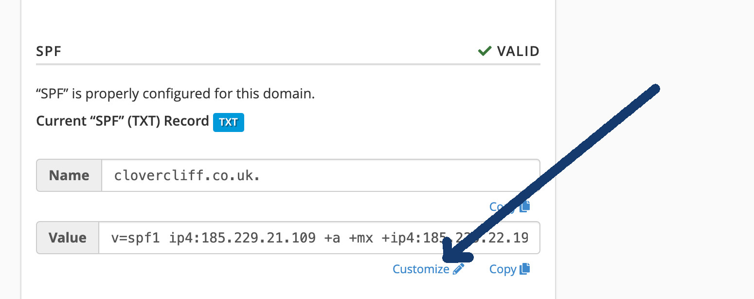 SPF custom record