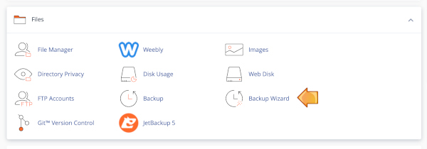Locate the Backup Wizard icon