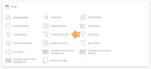 Open the Global Email Filters page within cPanel.