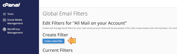 Click on the create a new filter button.