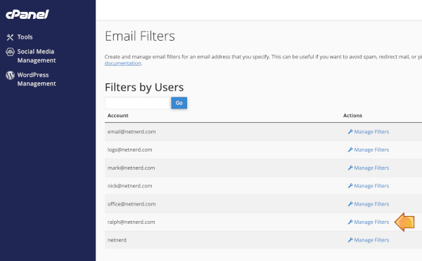 Click the manage filters button.