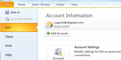 outlook 2010 add mailbox