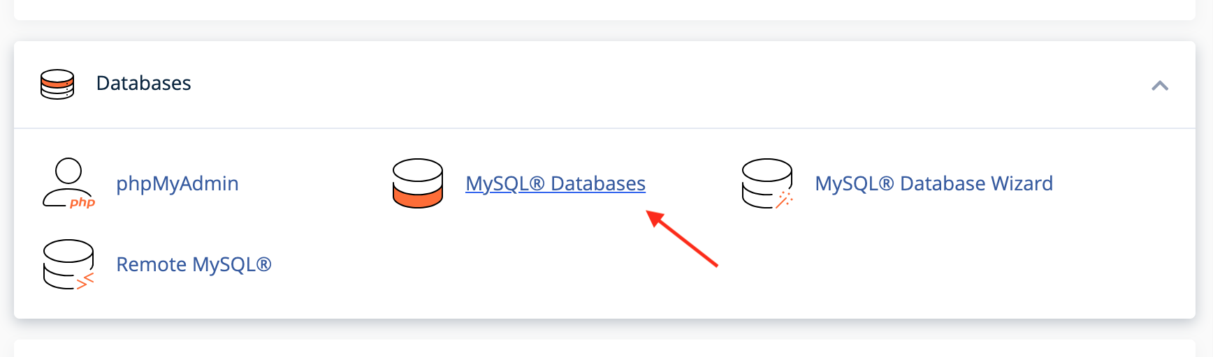 Open the MySQL Databases page within cPanel.