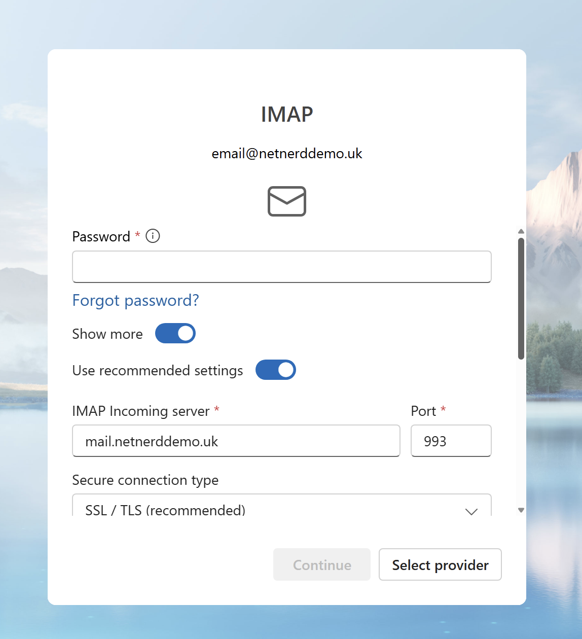 New Outlook IMAP settings